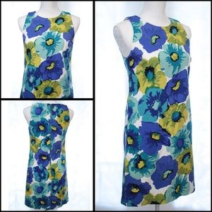 Ann Taylor Loft Shift Dress Blue Green Floral 4